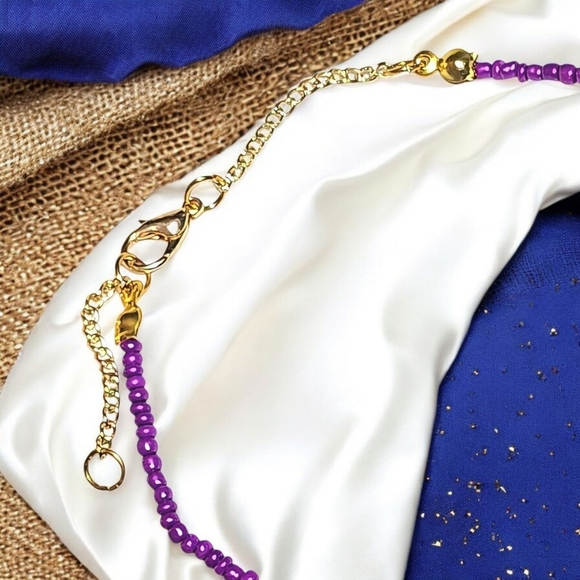 🆕Boho Luxe Amethyst Charm Anklet | Turkish Gold-Plated Artisan Piece Resort - Picture 6 of 14